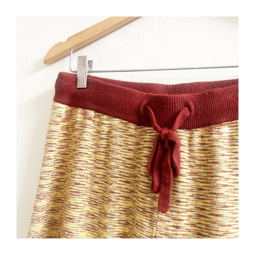 Urban Outfitters Cropped Pants Women L Mustard Spacedye Knit Wide Leg Drawstring - Picture 4 of 10